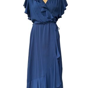 Maison Tara Elegant Asymmetrical Blue Dress